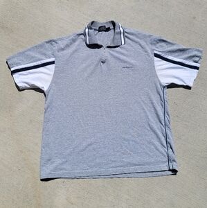 Vtg No Fear 1/4 Zip Polo Shirt Gray Mens Sz L Made in U.S.A.